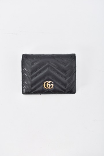 gucci GG marmont 黑色真皮對折短夾錢包
