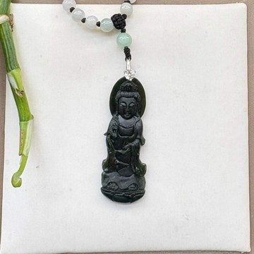 墨翠 淨瓶觀音翡翠 翡翠吊墜 天然緬甸翡翠A貨 QJ-72