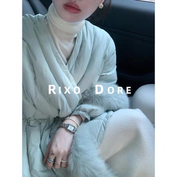 RIXO DORE法式小眾收腰顯瘦小香風毛領外套女高級感輕熟風羽絨服