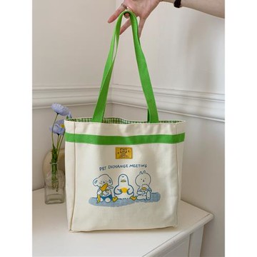 小白兔幾   韓風ins帆布包大容量通勤托特包卡通可愛學生上課書包