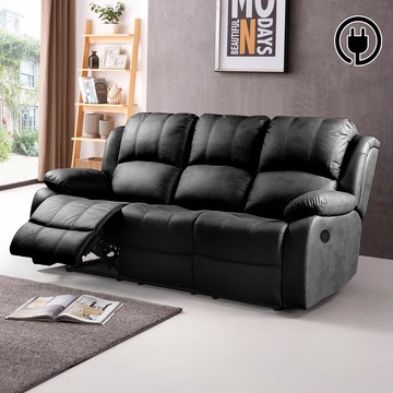 【obis】NANO三人電動沙發黑色(PU皮)