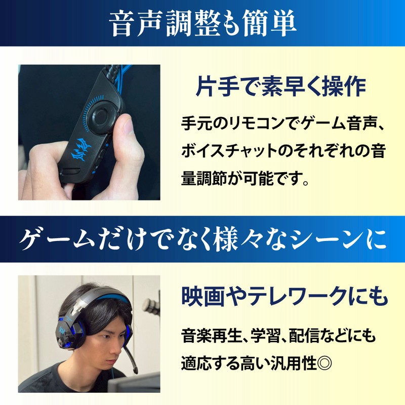 プロゲーマー監修 ゲーミングヘッドセット ヘッドホン マイク