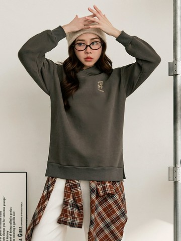 內刷毛火箭刺繡側開衩連帽上衣