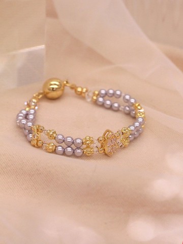 迷因佩斯。MUCHAT手作14KGP鋯石珍珠水晶手鍊