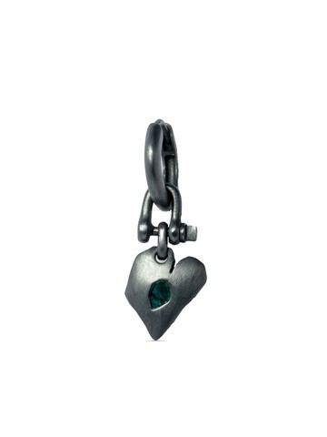 Parts of Four - Jazz's Solid Heart silver and diamond drop earring - unisex - Oxidised Sterling Silver/Blue Diamond - One Size