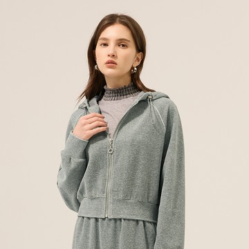 ILEY伊蕾 銀蔥絨布棉質連帽棒球外套(灰；M-2L)