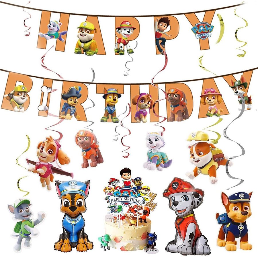 パウパトロール paw patrol 風船セット 誕生日 飾り付けセット パーティー 可愛い happy birthday ガーランド ケーキトッパー  螺旋風船 リボン付き 通販 LINEポイント最大GET | LINEショッピング