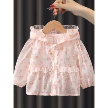 女童夏季薄款防紫外線防曬衣2024新款親膚柔軟舒適空調衫外套兒童