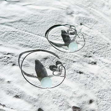 晃動的迷你心　925纯银 天然石