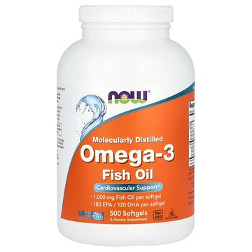 NOW Foods, Omega-3 魚油，1000 毫克，500 粒軟膠囊