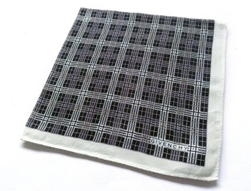 復古 Givenchy 手帕 織紋格紋 黑白款 19.5 x 19 英吋