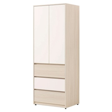 文創集 山多利2.5尺二門三抽雙色衣櫃-76x58x197cm免組