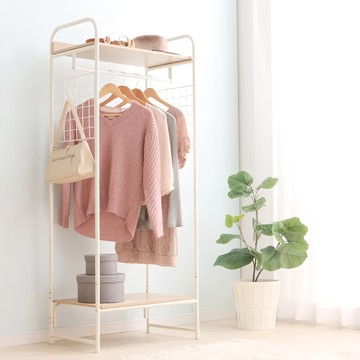 IRIS OHYAMA 愛麗思歐雅瑪 獨特木板加蓋風格網掛型吊掛衣架 PI-B4  1個  白色  W640 x D385 x H1545mm