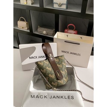 MackJanice小眾設計新國風印花水桶包2025新款通勤撞色菜籃子包包