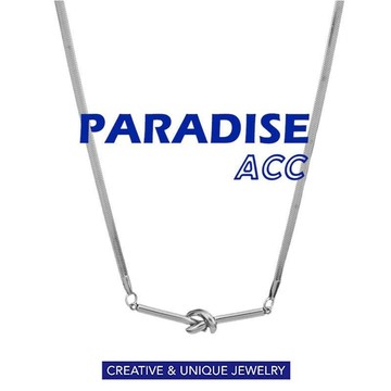PARADISE 簡約 打結 一字 項鍊 鈦鋼 不掉色 百搭  頸鍊 鎖骨鏈
