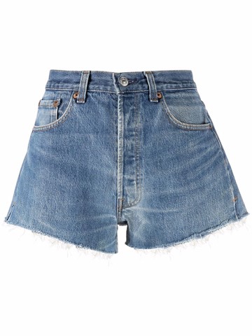 RE/DONE - raw-edge denim shorts - women - Polyester/Cotton/Cotton - 27 - Blue
