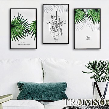 5折出清-TROMSO北歐生活版畫有框畫-北歐綠葉WA63(三幅一組)