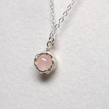 天然粉晶純銀項鍊 - 愛情之石項鍊 免費禮物包裝