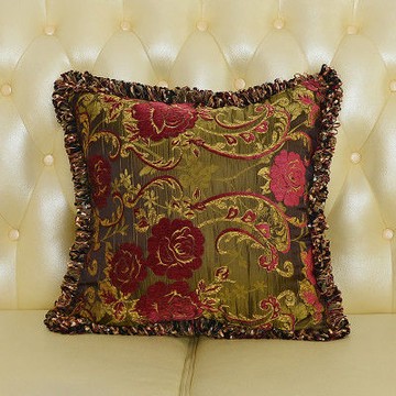 【協貿】奢華高檔經典大氣加厚雙面緹花沙發酒紅抱枕含芯