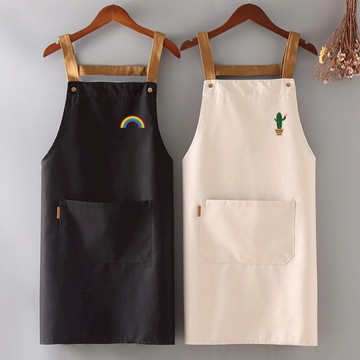 純棉圍裙家用廚房女時尚韓版透氣圍腰餐飲店工作服男印字