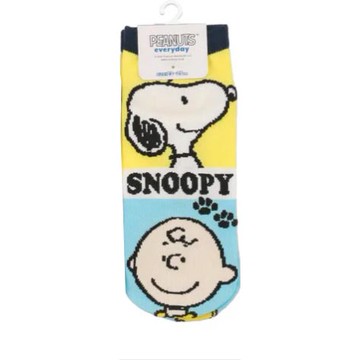 真愛日本 史努比 SNOOPY 查理 大臉 黃藍 襪子 運動襪 中筒襪 卡通襪 襪 襪子 學生襪