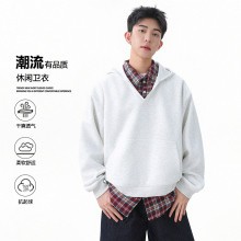 【爆款】經典撞色假兩件格紋衛衣