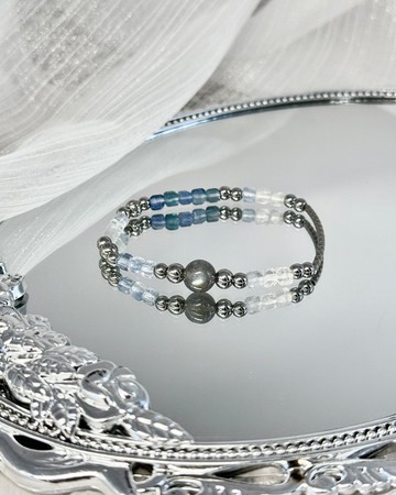 夏日潮汐水晶手鍊 - 醫療鋼配飾/拉長石/獨角獸色系螢石/灰螢石