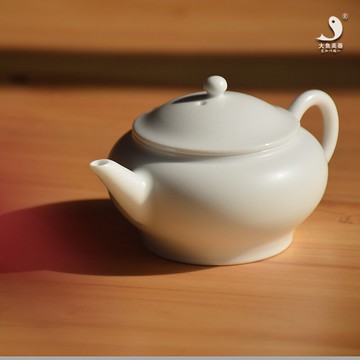 白瓷茶壺陶瓷景德鎮純手工功夫茶具無光白釉小號家用泡茶器茶道用1入
