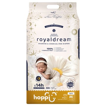 hoppi 皇家系列 嬰兒黏貼型尿布 6~11kg  M  44片