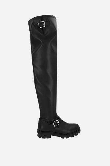 JIMMY CHOO Biker II faux leather over-the-knee boots Woman