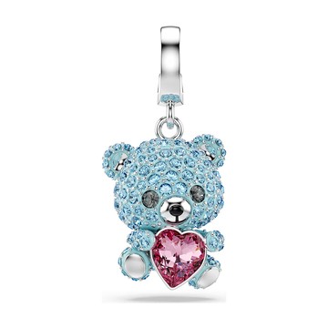 SWAROVSKI 施華洛世奇 Idyllia Charm 可愛大頭泰迪熊擁抱愛心水晶吊飾(5750253)