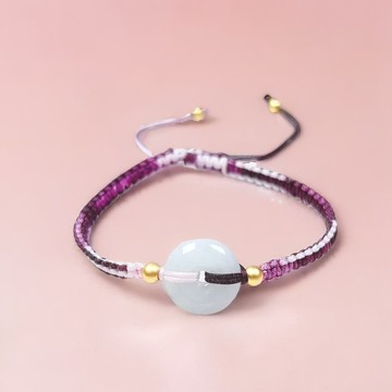 【願‧平安】白翡翡翠平安扣編織手鍊 | 天然緬甸玉翡翠A貨 |送禮