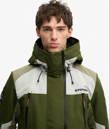 Superdry Men's Hooded Colour Block Windbreaker Jacket Green Size: S
