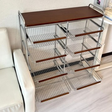 ⚡臺灣熱銷⚡中古小推車置物架客廳移動帶輪拉籃零食收納架家用復古廚房置物架
