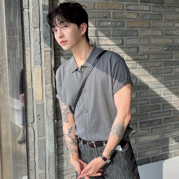 正韓質感柔棉翻領鈕扣短袖開襟衫 5色 YUPPIE 預購商品 0520