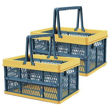 多功能用途可摺疊收納籃 海洋藍  小(20 x 30 x 15.5cm)  2個