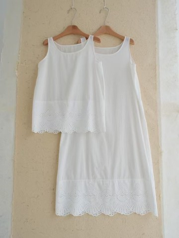 花邊下擺純棉背心 背心洋裝062005