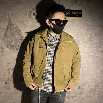 弗瑞格 日系港仔復古百搭大口袋工裝外套短款風衣潮流男女