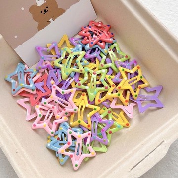 ✨臺灣出貨✨【48小時內發貨】星星髮夾多巴胺彩色五角星邊夾髮夾bb夾兒童寶寶髮夾飾品