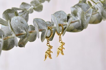 二毛銀【童年趣味-暴龍立體實心-圈圈耳環】銀 or 金