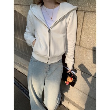 【太妮絲S555】現貨 休閒百搭~韓妞 基本款 高級連帽外套 通勤穿搭 保暖 外套 白色