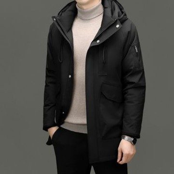 【米蘭精品】現貨+預購 頂級真羽絨外套90%鴨絨羽絨衣秋冬外套上衣大碼休閒男裝-連帽休閒戶外中長3色74mt23