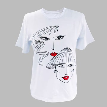 2色原創插畫印花圓領T恤