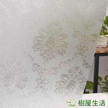 【樹屋生活】大馬士革 靜電玻璃貼 90X200CM 防曬抗熱 無膠設計 磨砂玻璃貼 可重覆使用 壁紙