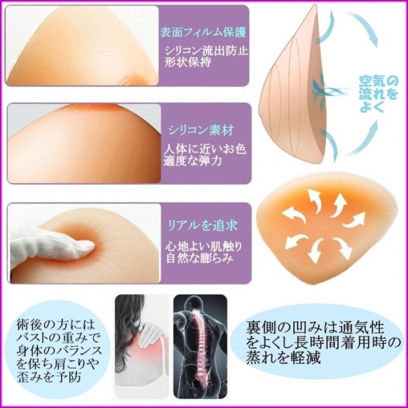 Micopuella 三角形 乳癌パッド シリコンバスト 人工乳房 左右セット 胸パッド シリコン胸パット | LINEブランドカタログ