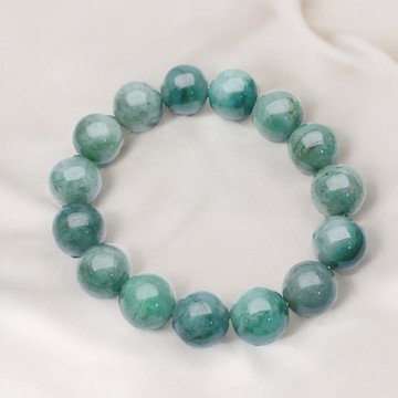 【好運連連】飄綠花翡翠大手珠 | 天然緬甸玉翡翠A貨 | 送禮