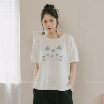 【Dailo】大人感貓咪前後拼接針織上衣 粉 杏 灰(魅力商品)