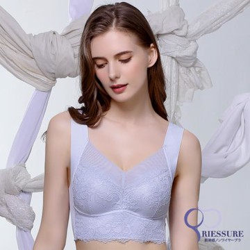 【RIESURE】日本限定內衣-仕女紗內著款  零著感無痕 萊卡防擴提托 日/夜 無鋼圈內衣 /灰藍