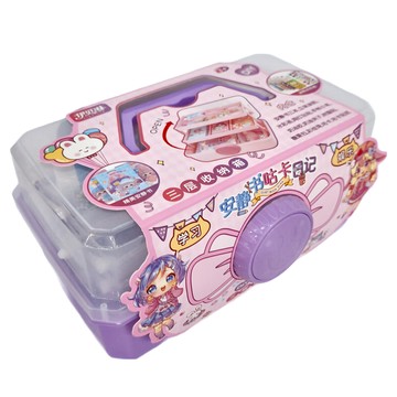 安靜書咕卡日記 三層收納箱  1盒  多色