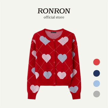 [RONRON] HEART ARGYLE BASIC 針織開衫 / 4色任選 韓國官方直送